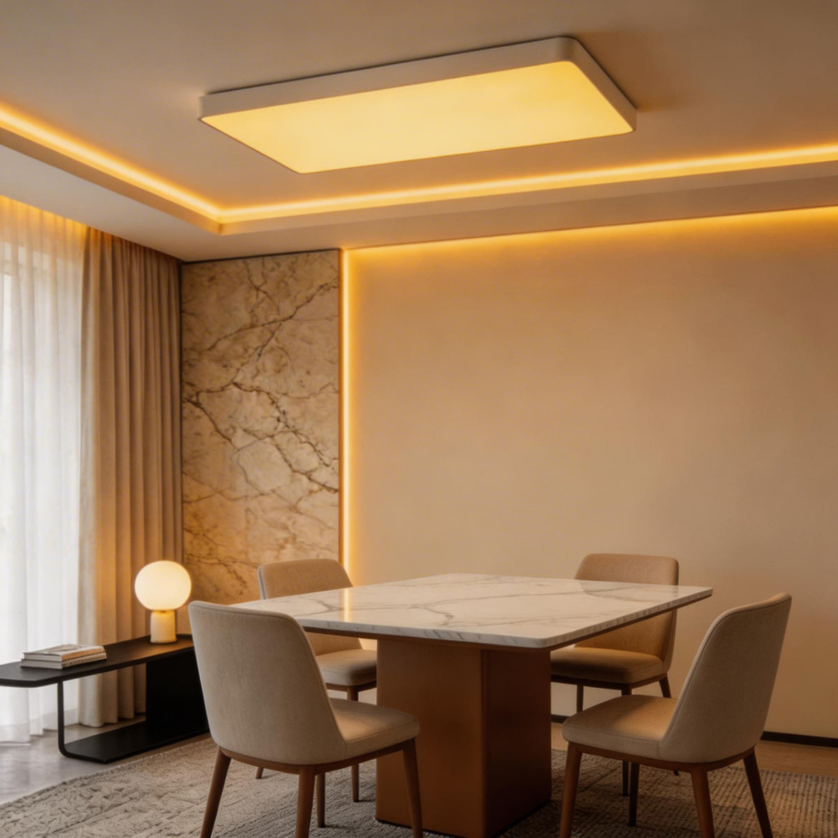 Square Sealed LED Flush Mount Ceiling Light Dimmable Remote 5 Colours