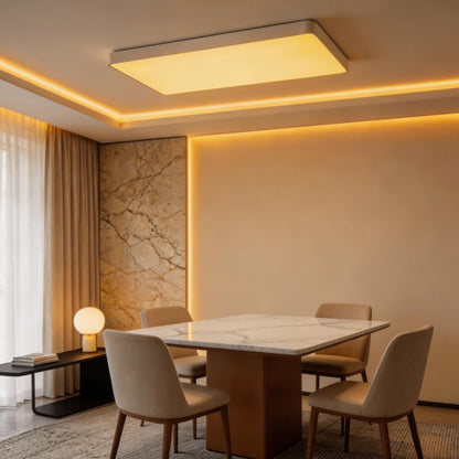 Square Sealed LED Flush Mount Ceiling Light Dimmable Remote 5 Colours