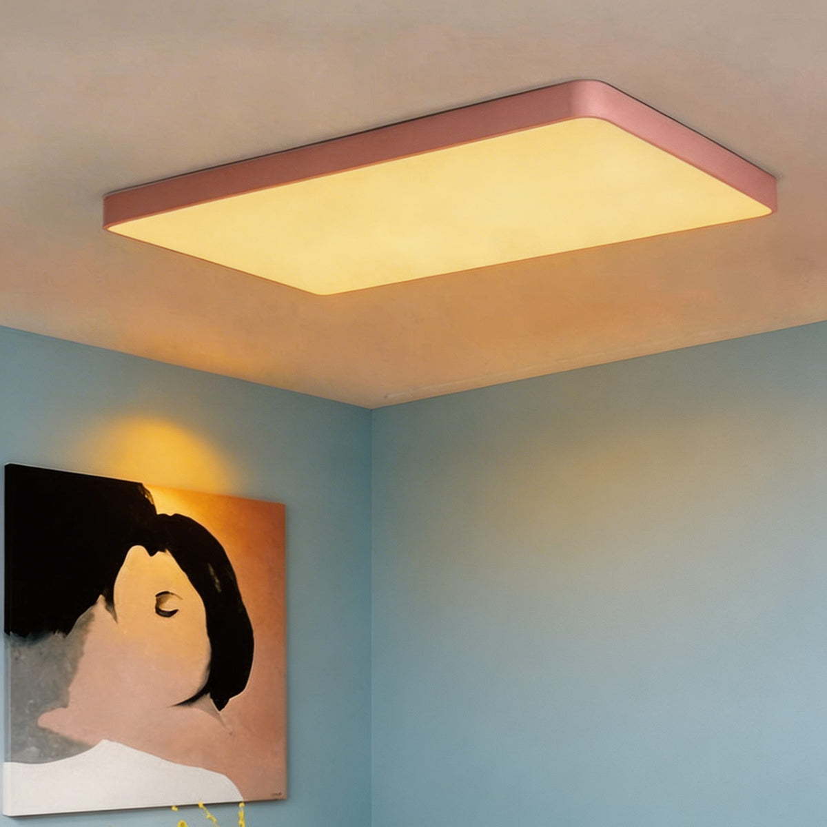 Square Sealed LED Flush Mount Ceiling Light Dimmable Remote 5 Colours