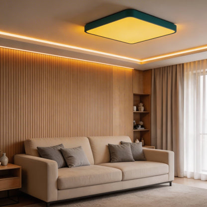 Square Sealed LED Flush Mount Ceiling Light Dimmable Remote 5 Colours