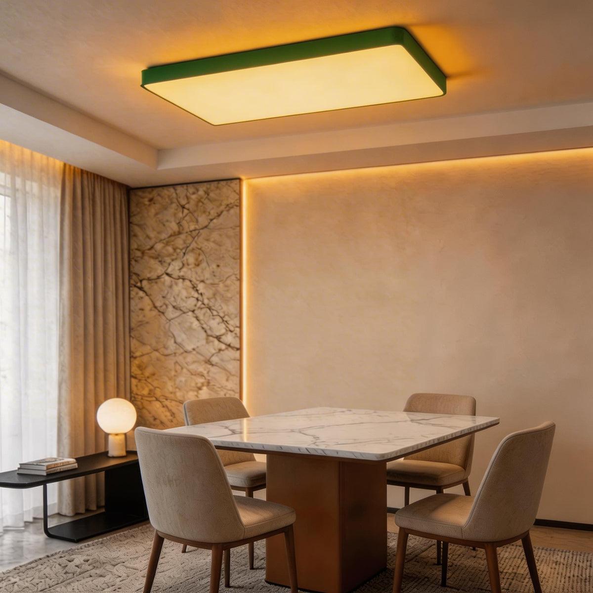 Square Sealed LED Flush Mount Ceiling Light Dimmable Remote 5 Colours