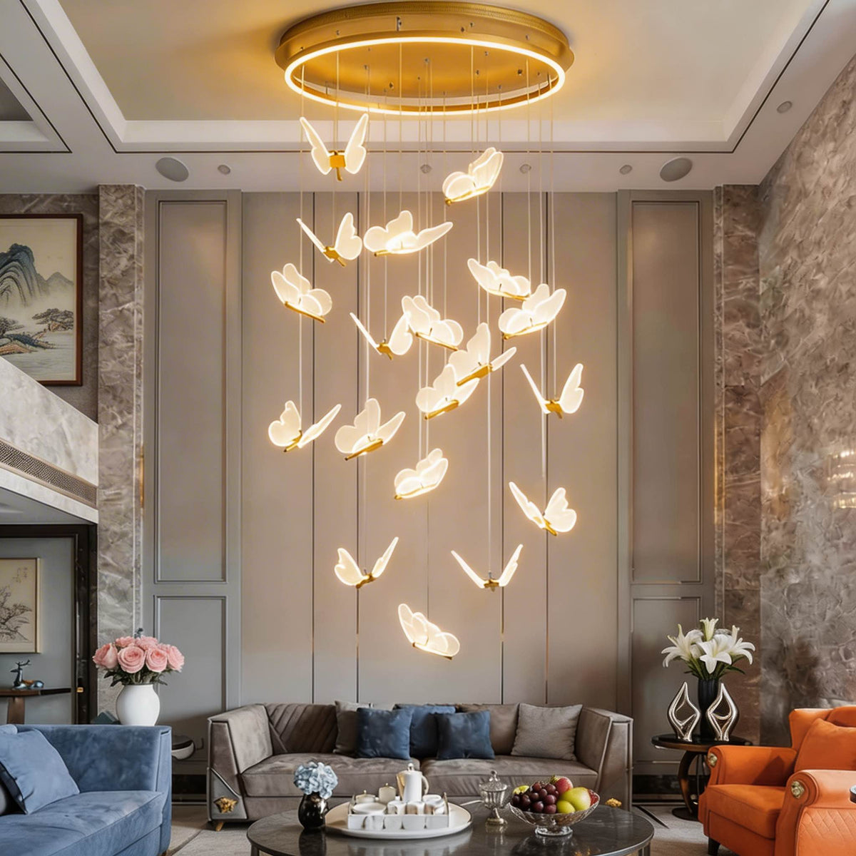 Metal & Acrylic Flush Mount Ceiling Light Adjustable LED Staircase