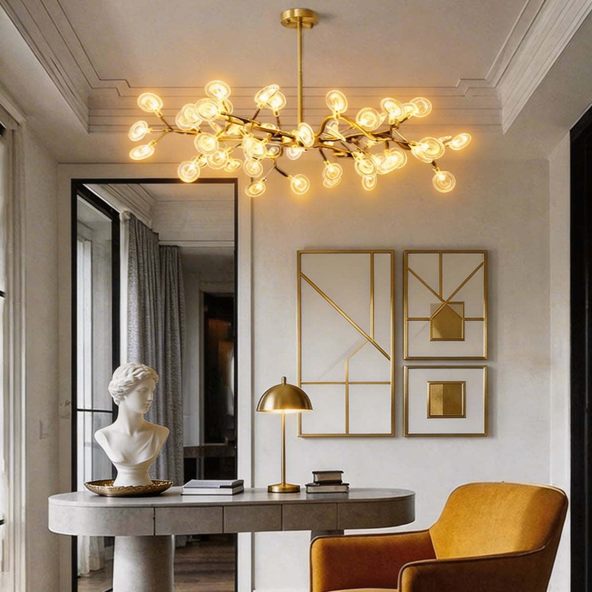 Metal Cluster Pendant Light 27-Light LED Adjustable Hanging