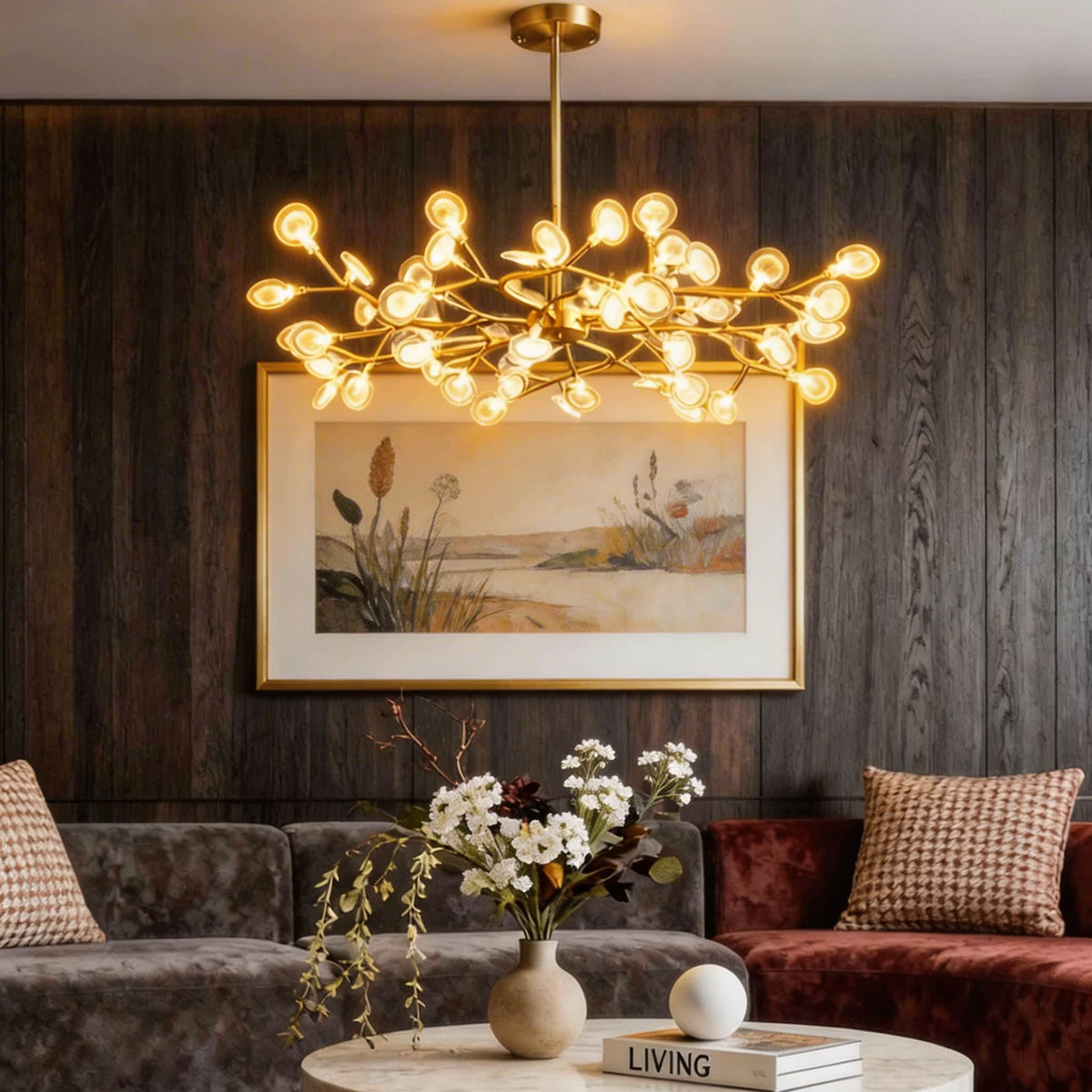 Metal Cluster Pendant Light 27-Light LED Adjustable Hanging