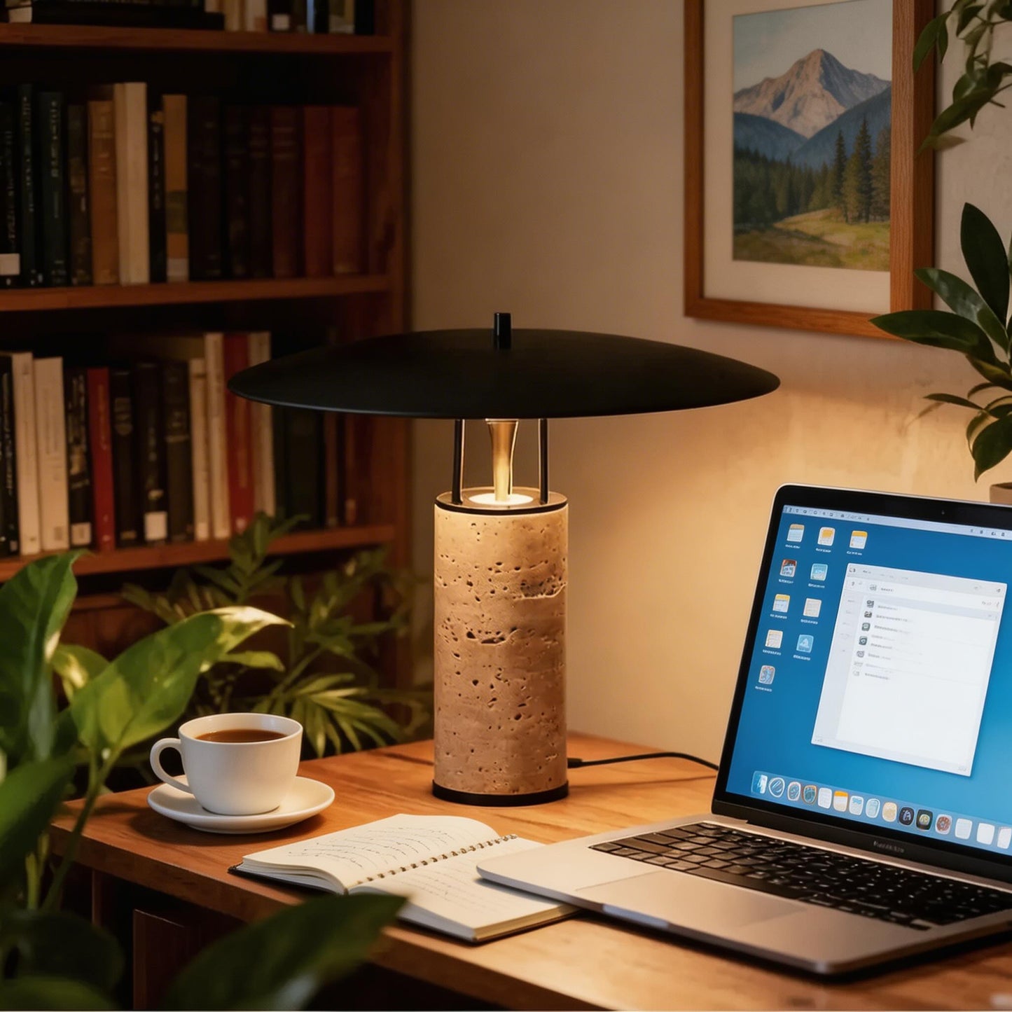 Nordic Postmodern Travertine Table Lamp Stylish Bedroom and Bedside Lamps Artistic Lighting