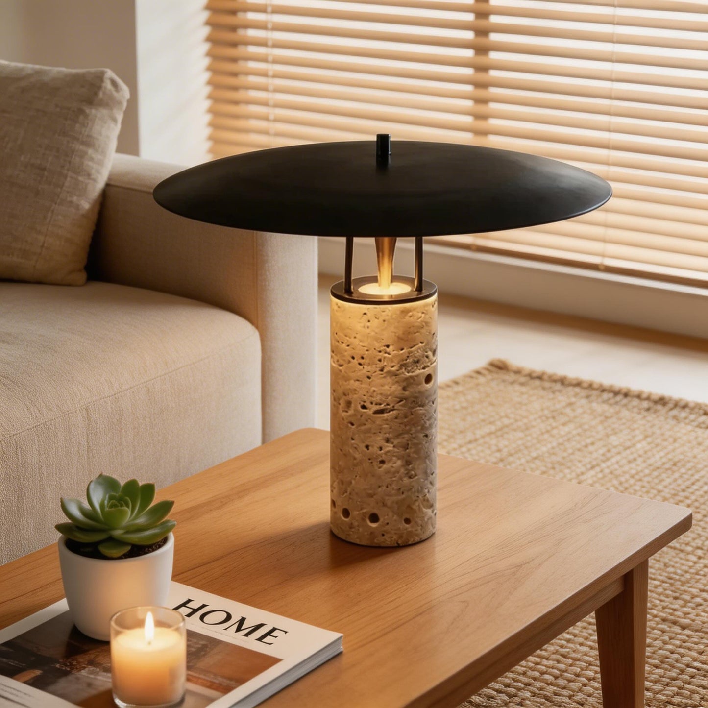 Nordic Postmodern Travertine Table Lamp Stylish Bedroom and Bedside Lamps Artistic Lighting