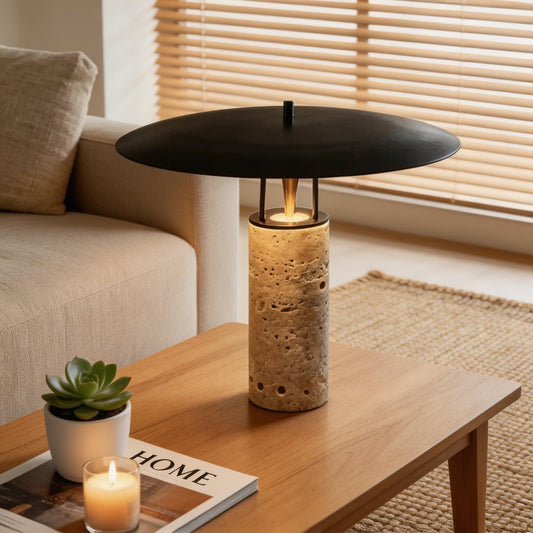 Nordic Postmodern Travertine Table Lamp Stylish Bedroom and Bedside Lamps Artistic Lighting