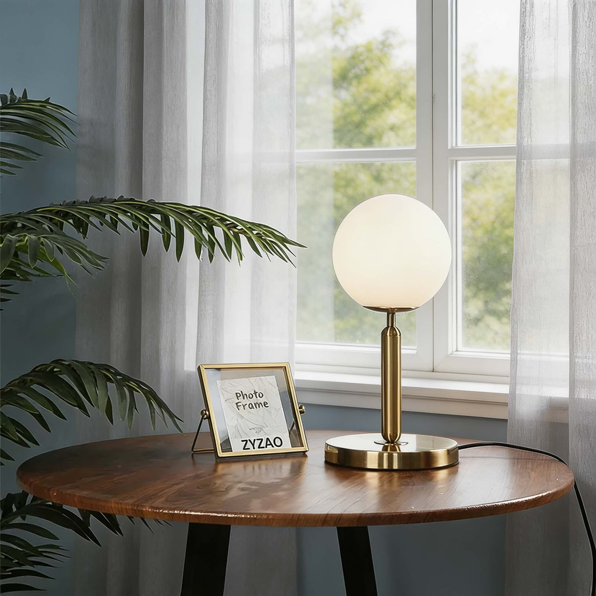 Nordic Modern Table Lamp LED Glass Ball Bedside Light E26 for Bedroom Decor Creative Desk