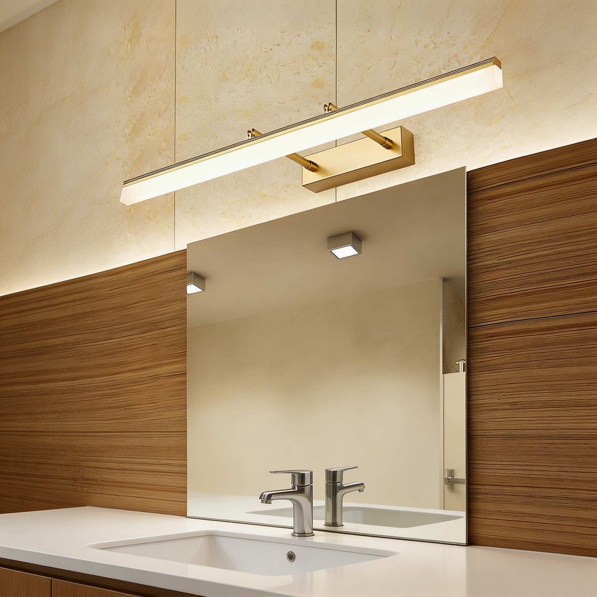 Extendable Dual-Rod LED Vanity Light Bar Stainless Steel 41–80cm 3-Colour