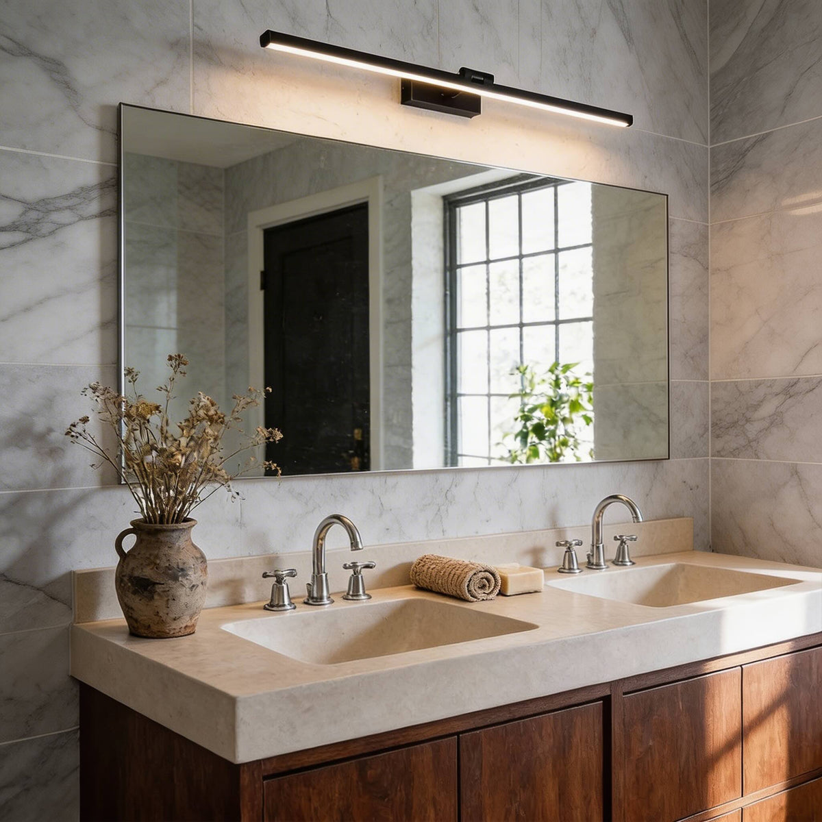 Copper Rotating LED Vanity Light Bar 60–100cm Linear Acrylic Mirror Light