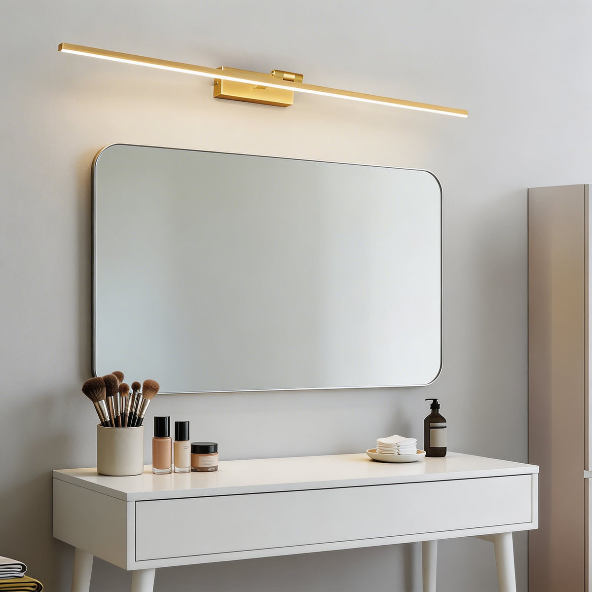 Copper Rotating LED Vanity Light Bar 60–100cm Linear Acrylic Mirror Light