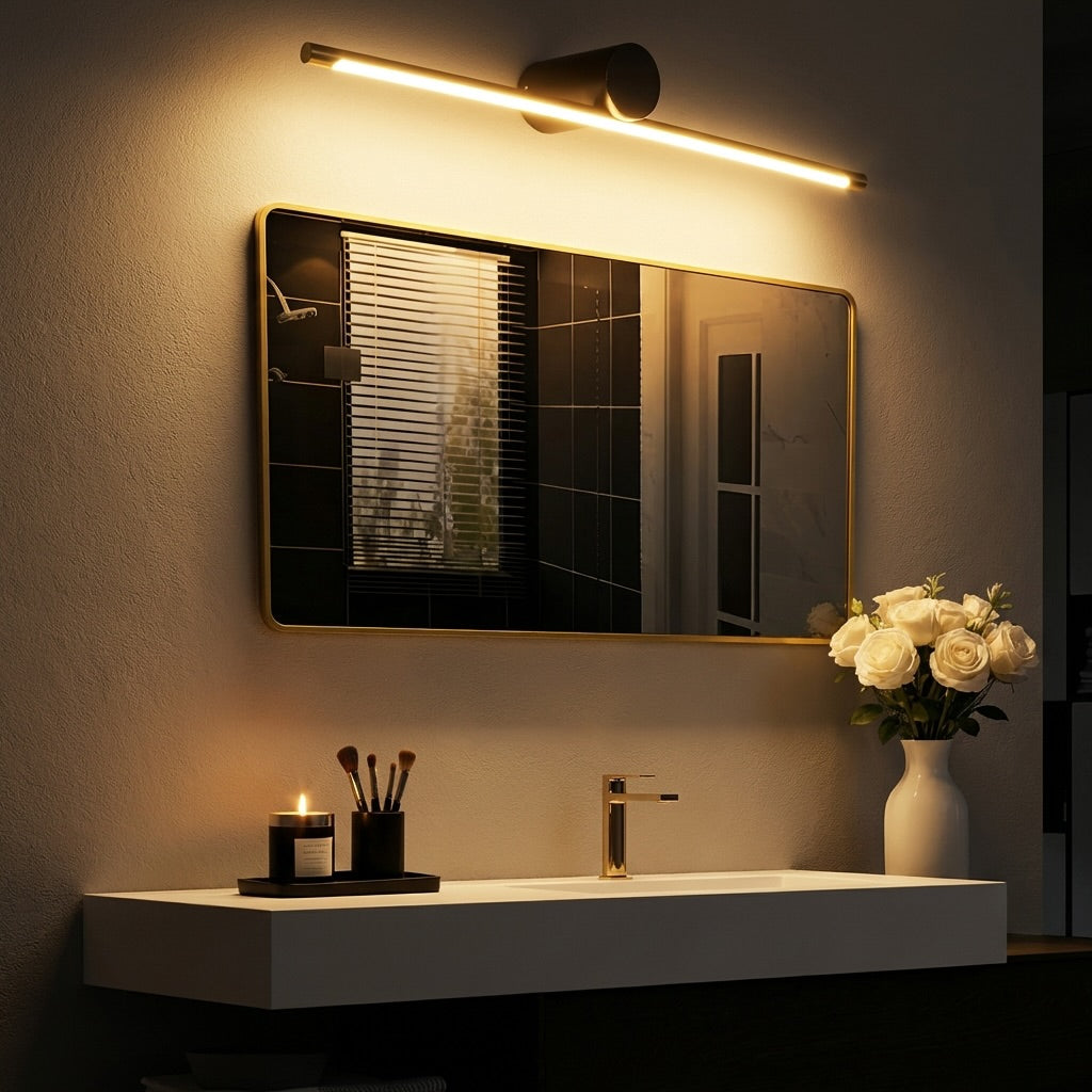 Cylinder Copper LED Vanity Light Bar Gold & Black 40–100cm 3-Step Dimming