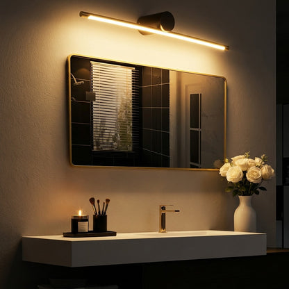 Cylinder Copper LED Vanity Light Bar Gold & Black 40–100cm 3-Step Dimming