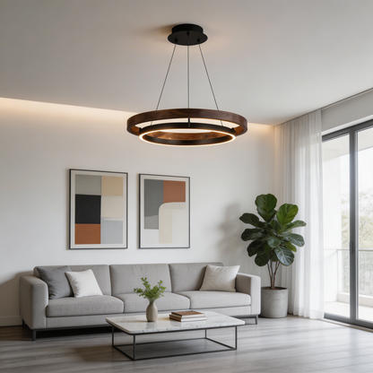 Black Iron Acrylic Pendant Light Tri-Colour LED Adjustable