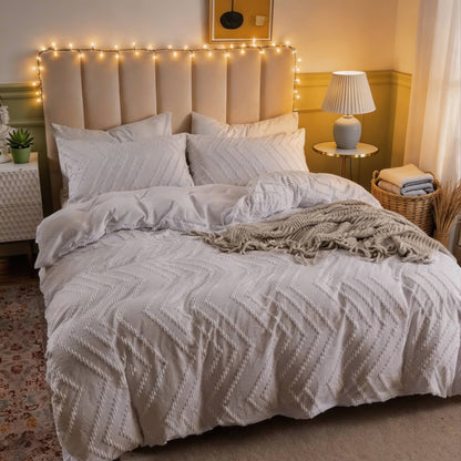 Chevron Pattern Microfibre Quilt Cover Set with Pillowcases