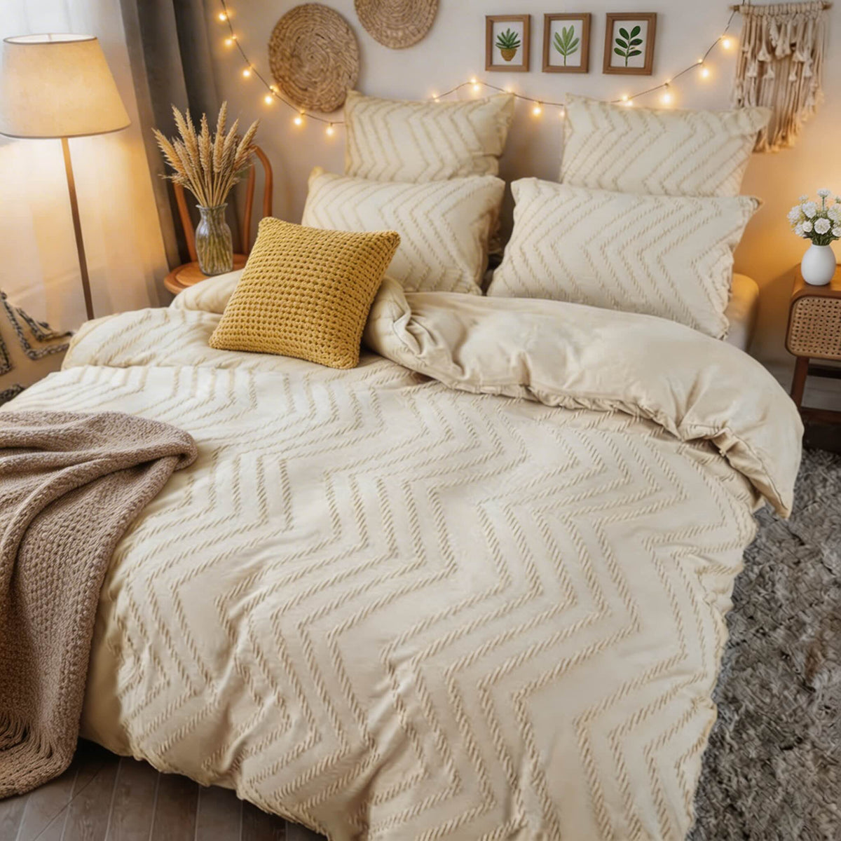 Chevron Pattern Microfibre Quilt Cover Set with Pillowcases