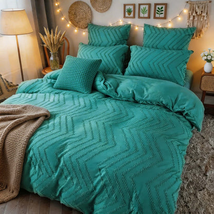 Chevron Pattern Microfibre Quilt Cover Set with Pillowcases