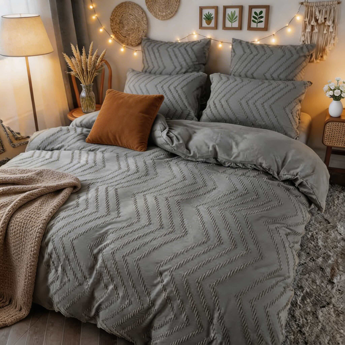 Chevron Pattern Microfibre Quilt Cover Set with Pillowcases