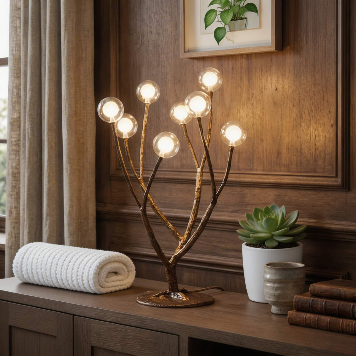 Tree Branch Floor Lamp Resin Glass LED Rustic Nordic