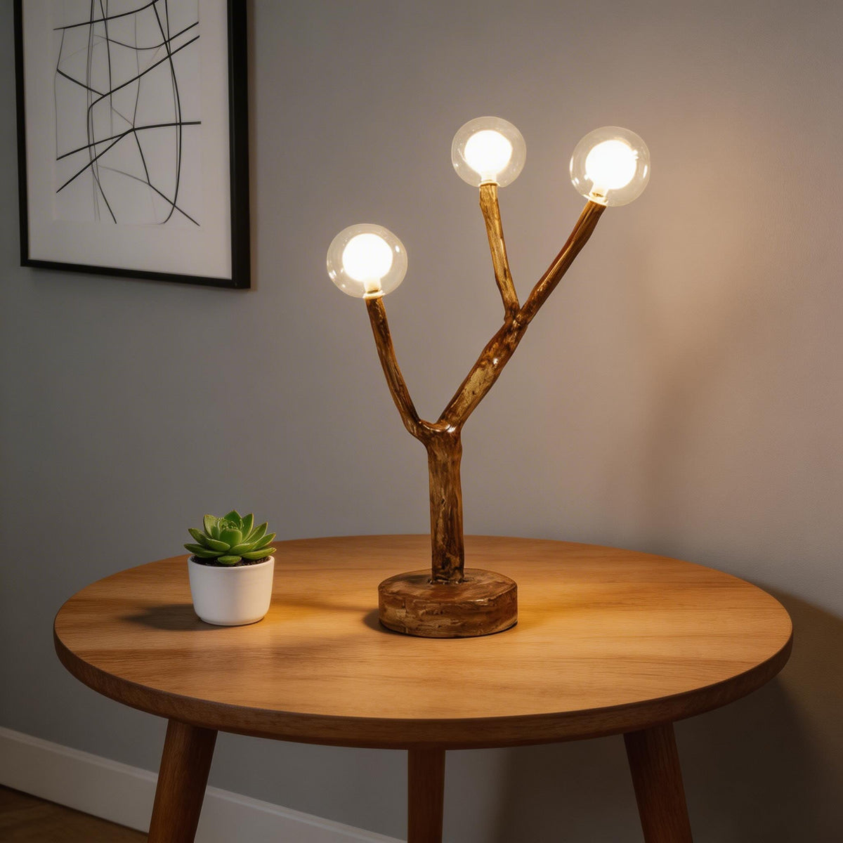 Tree Branch Floor Lamp Resin Glass LED Rustic Nordic