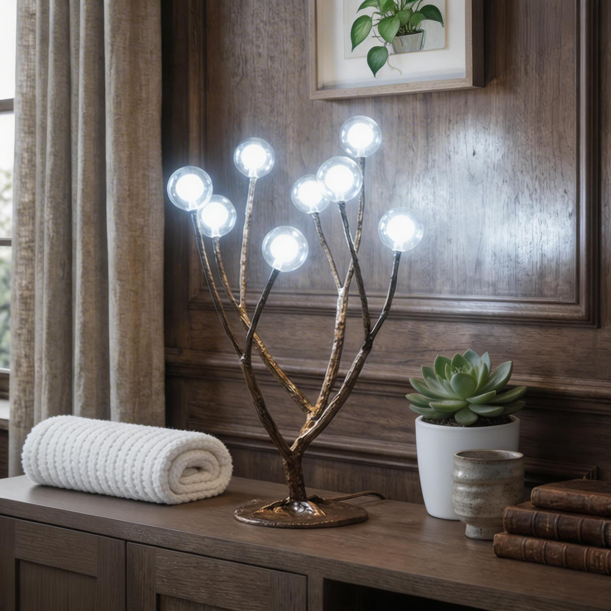 Tree Branch Floor Lamp Resin Glass LED Rustic Nordic