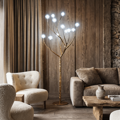 Tree Branch Floor Lamp Resin Glass LED Rustic Nordic