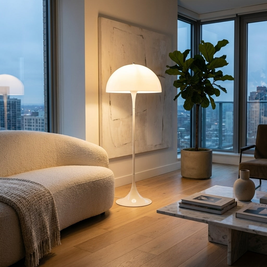 Mushroom Acrylic Floor Lamp White LED Ambient Light