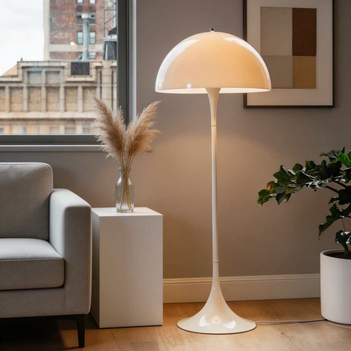 Mushroom Acrylic Floor Lamp White LED Ambient Light