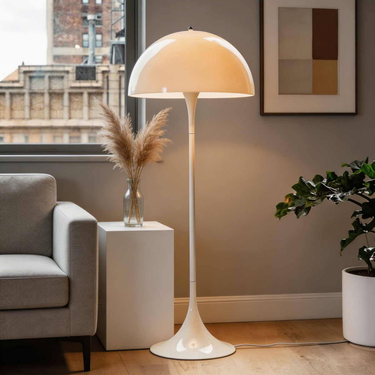 Mushroom Acrylic Floor Lamp White LED Ambient Light