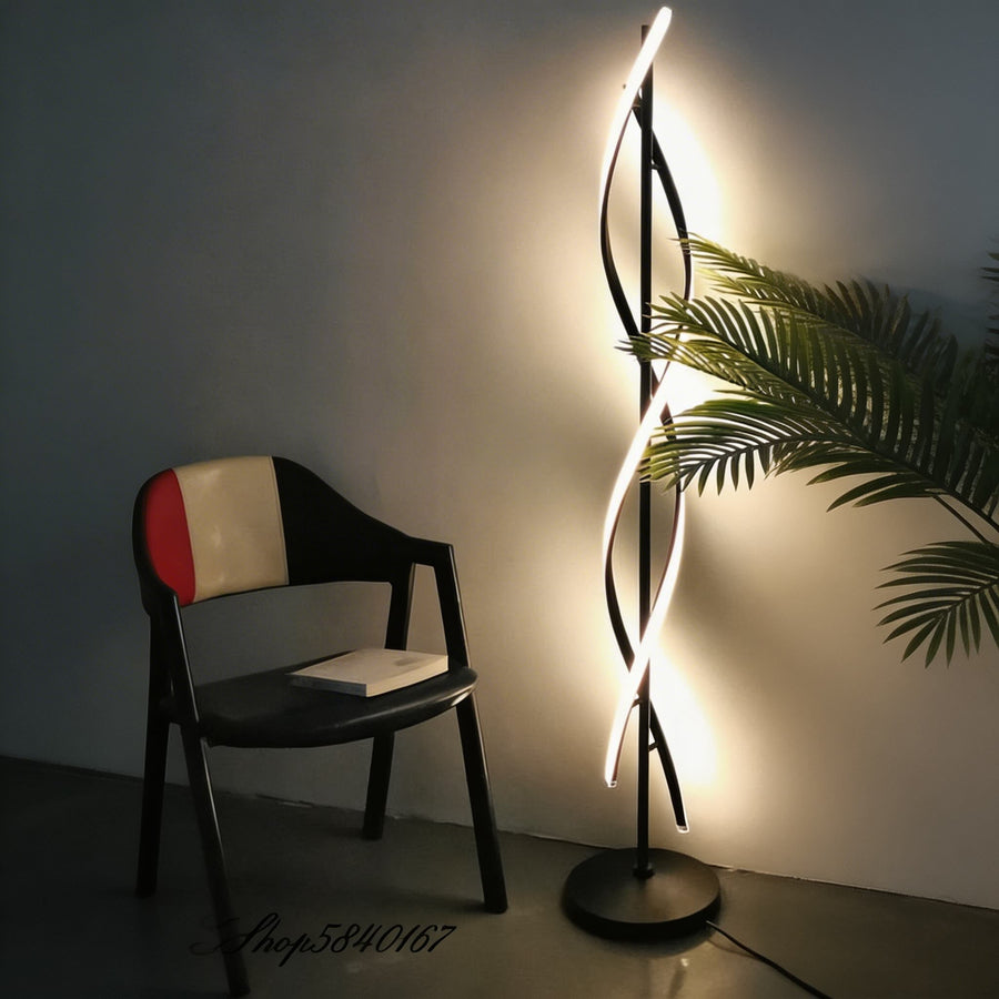 Spiral Aluminium Floor Lamp 360° LED Adjustable Light
