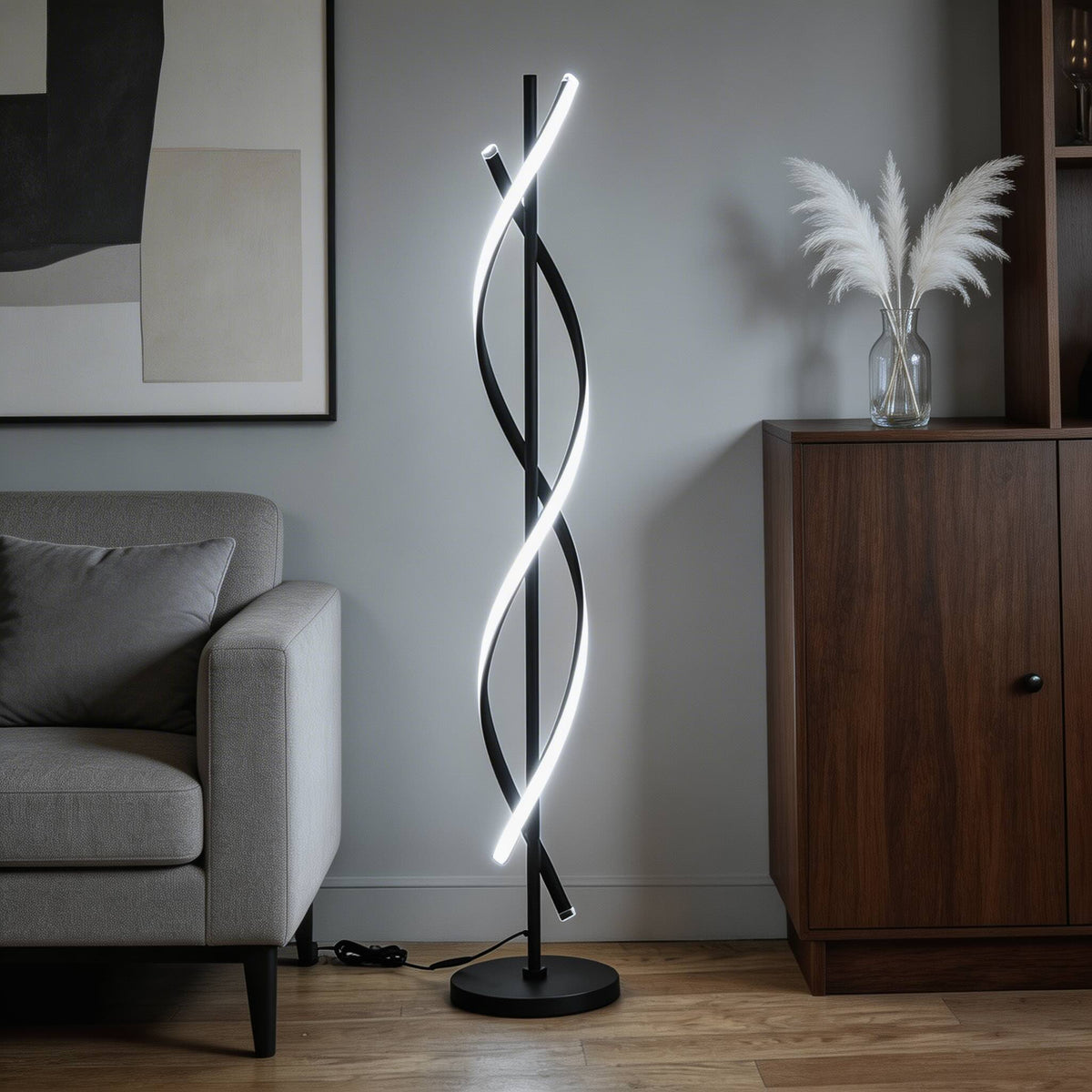 Spiral Aluminium Floor Lamp 360° LED Adjustable Light