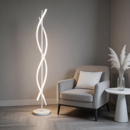 Spiral Aluminium Floor Lamp 360° LED Adjustable Light
