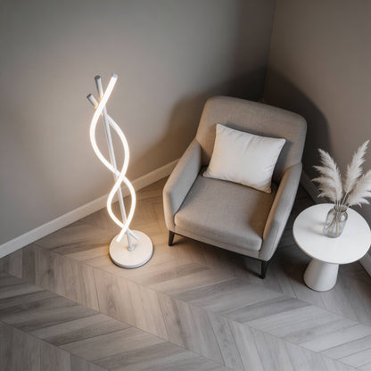 Spiral Aluminium Floor Lamp 360° LED Adjustable Light