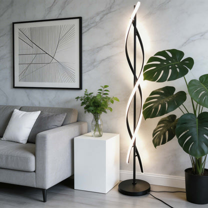 Spiral Aluminium Floor Lamp 360° LED Adjustable Light