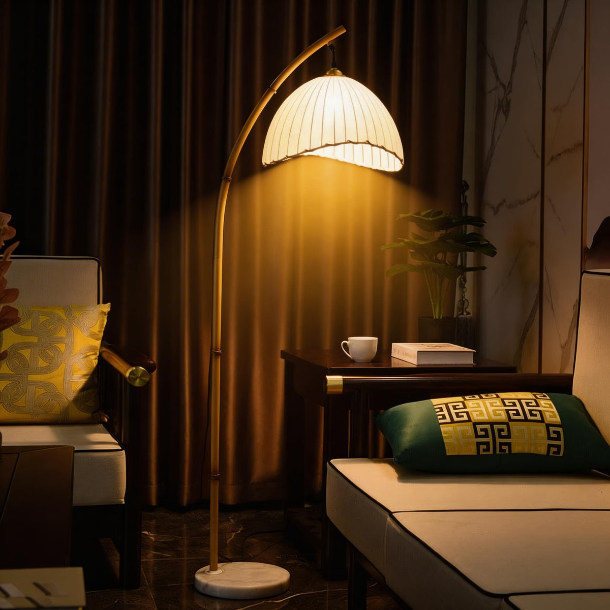 Imitation Bamboo Floor Lamp Tricolor LED Nordic Light