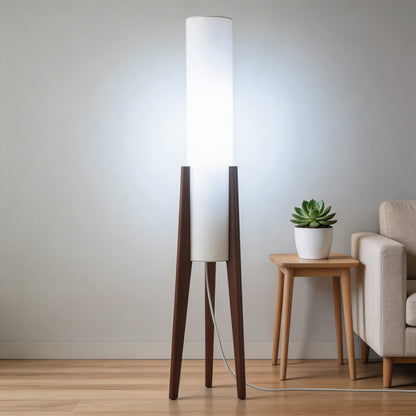 Nordic Wood Tricolor LED Floor Lamp Cloth Shade
