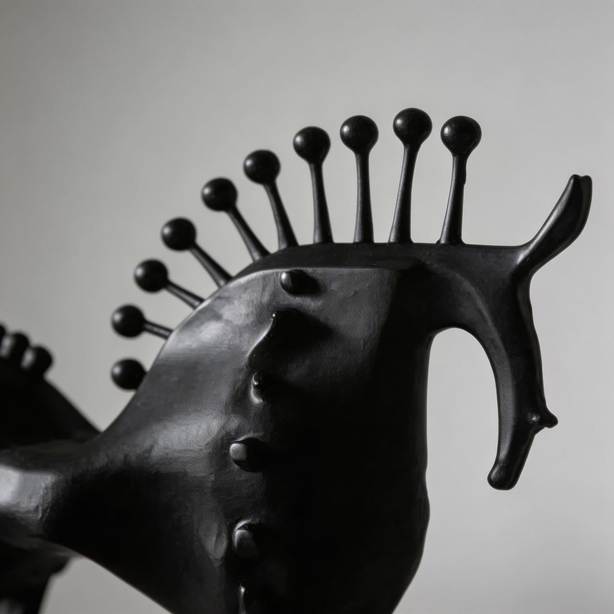 Cast Iron Abstract Horse Statue Handmade Black Decor Sculpture