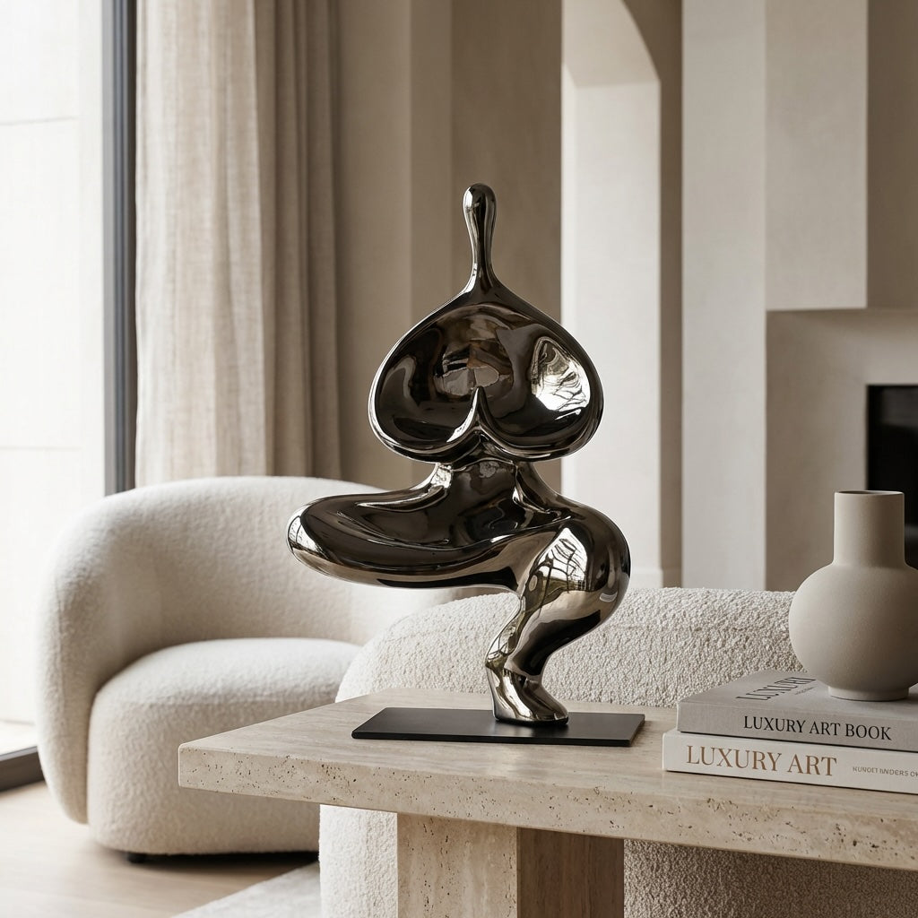 Polished Abstract Resin Sculpture 32cm Surrealist Decor Statue
