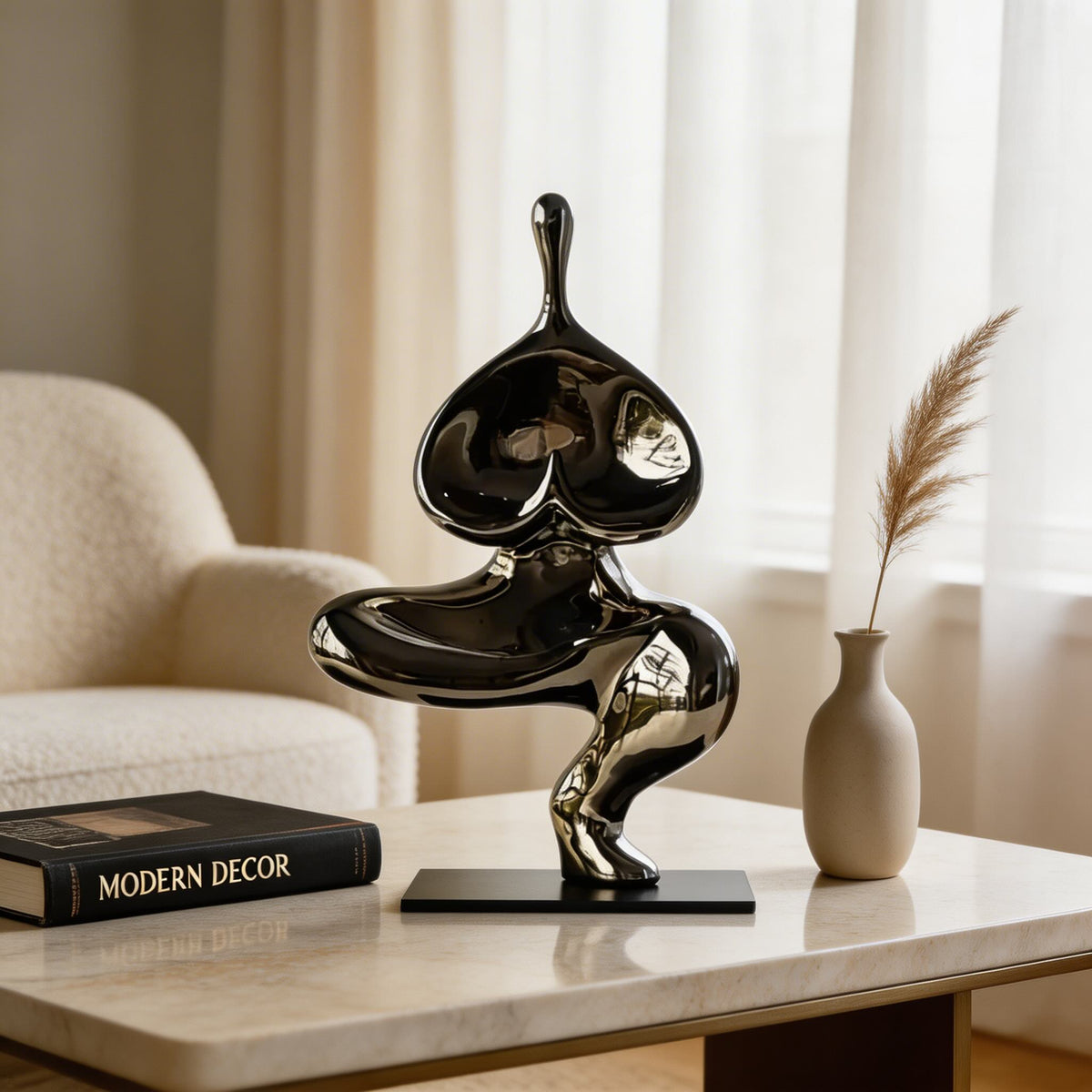 Polished Abstract Resin Sculpture 32cm Surrealist Decor Statue