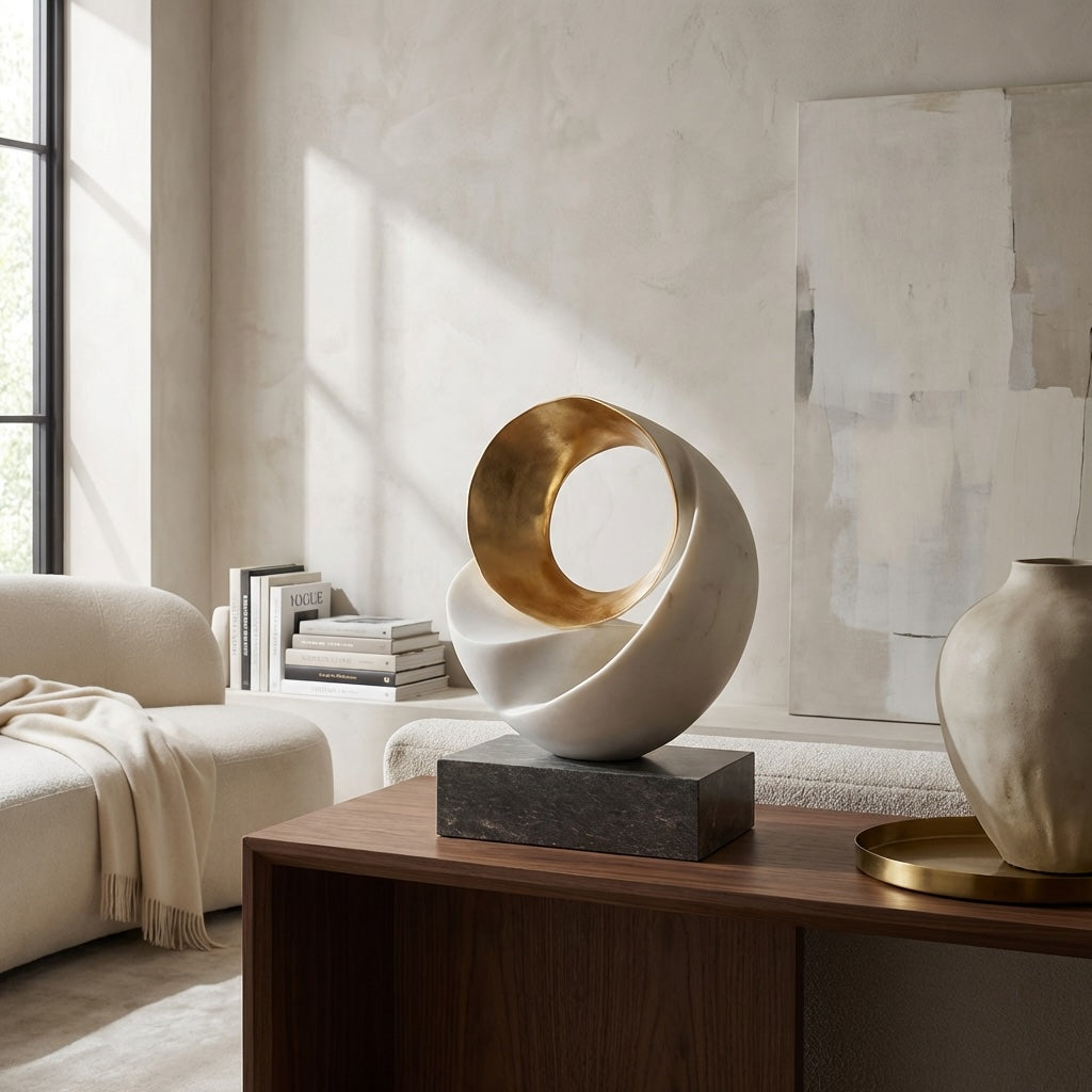 Minimalist Abstract Resin Desk Sculpture Gold Art Ornament