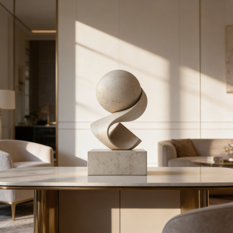 Minimalist Abstract Resin Desk Sculpture Gold Art Ornament