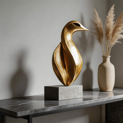 Minimalist Abstract Resin Desk Sculpture Gold Art Ornament