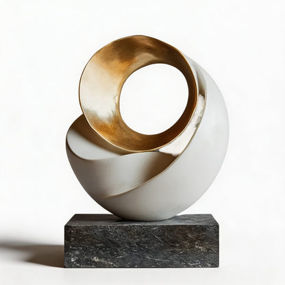 Minimalist Abstract Resin Desk Sculpture Gold Art Ornament