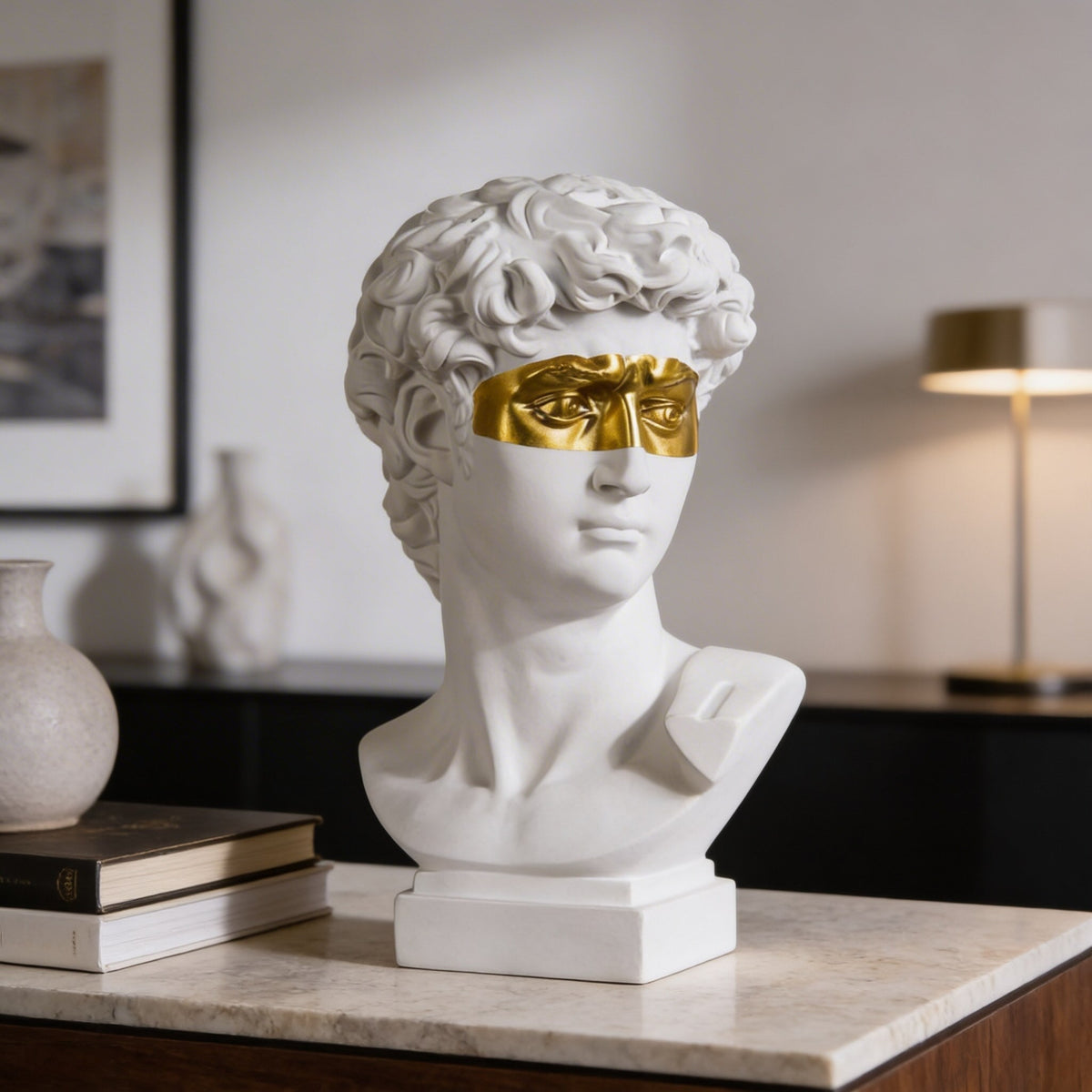 David Head Bust Sculpture Hand-Painted Resin Abstract Art Statue
