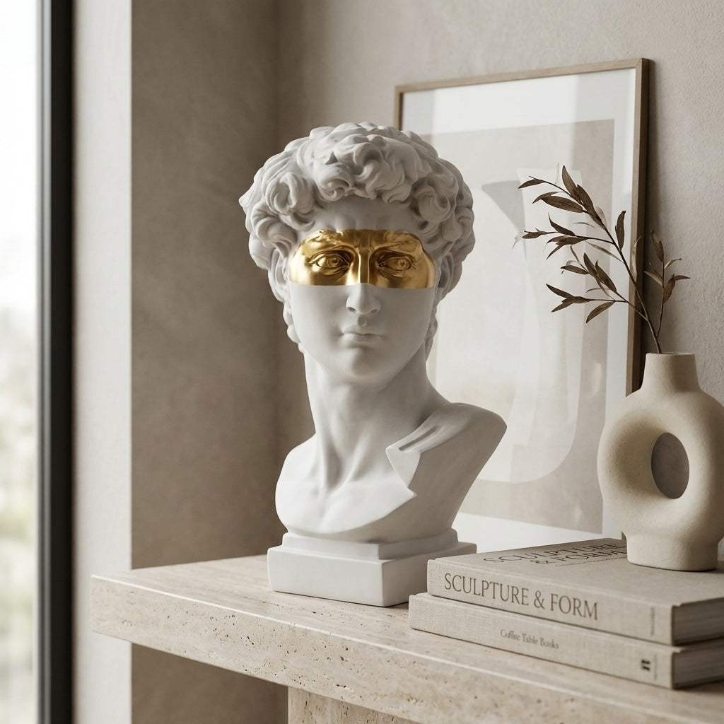 David Head Bust Sculpture Hand-Painted Resin Abstract Art Statue