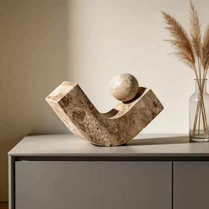 Geometric Arc Desk Sculpture Natural Stone & Resin Minimalist Ornament