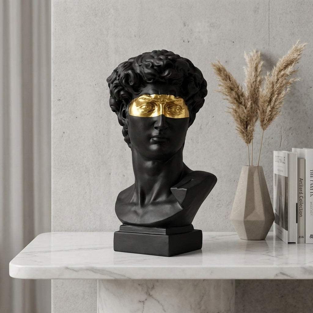 David Head Bust Sculpture Hand-Painted Resin Abstract Art Statue