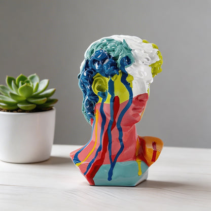 David Head Bust Sculpture Hand-Painted Resin Abstract Art Statue