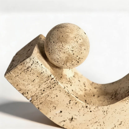 Geometric Arc Desk Sculpture Natural Stone & Resin Minimalist Ornament