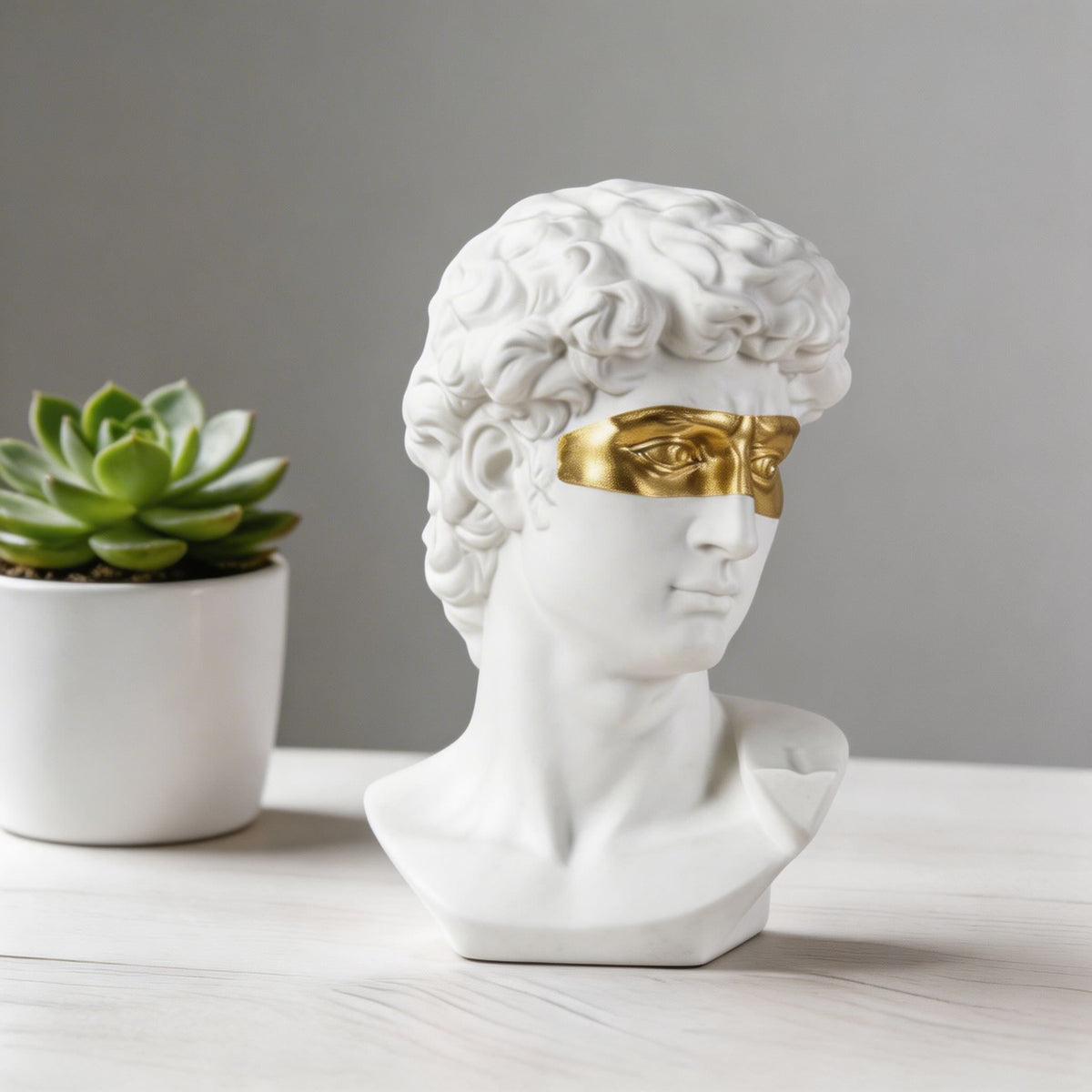 David Head Bust Sculpture Hand-Painted Resin Abstract Art Statue
